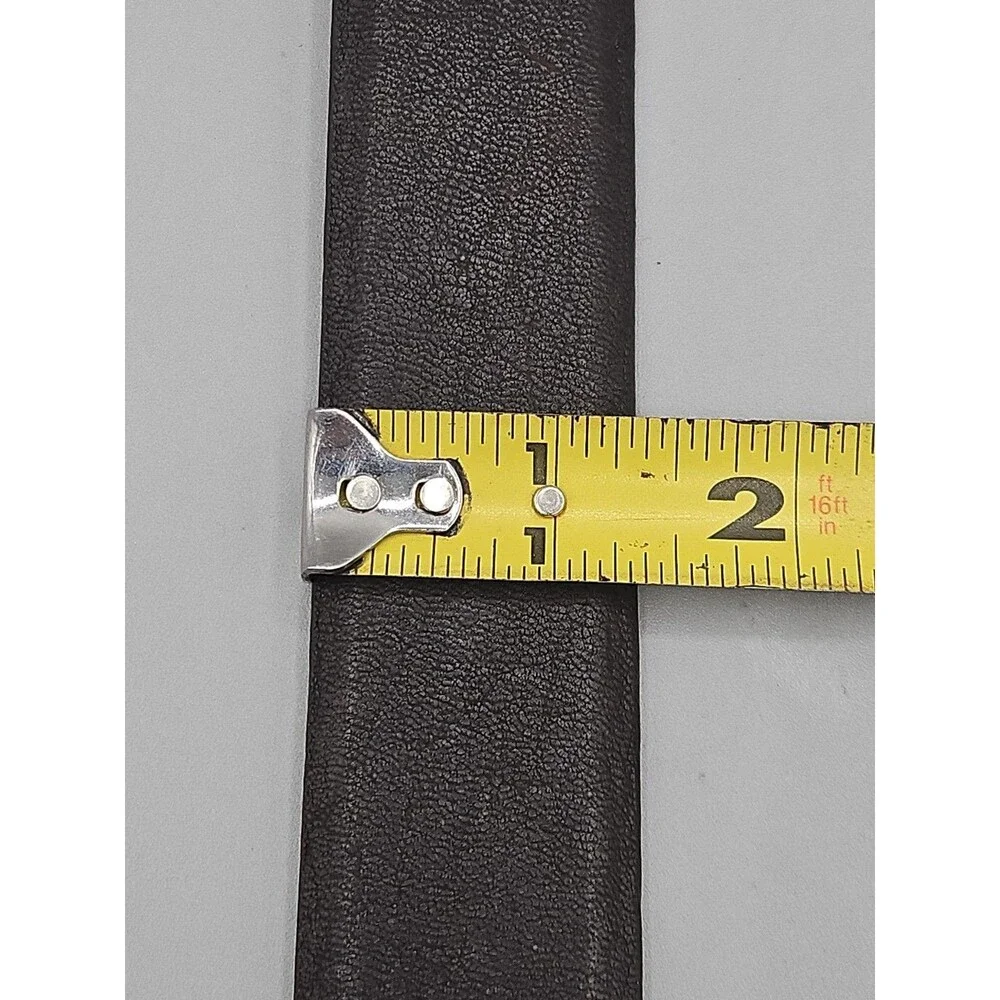 Elk Skin Brown Crescent Leather Belt Size 40 USA Handmade Brass Buckle 1-3/8